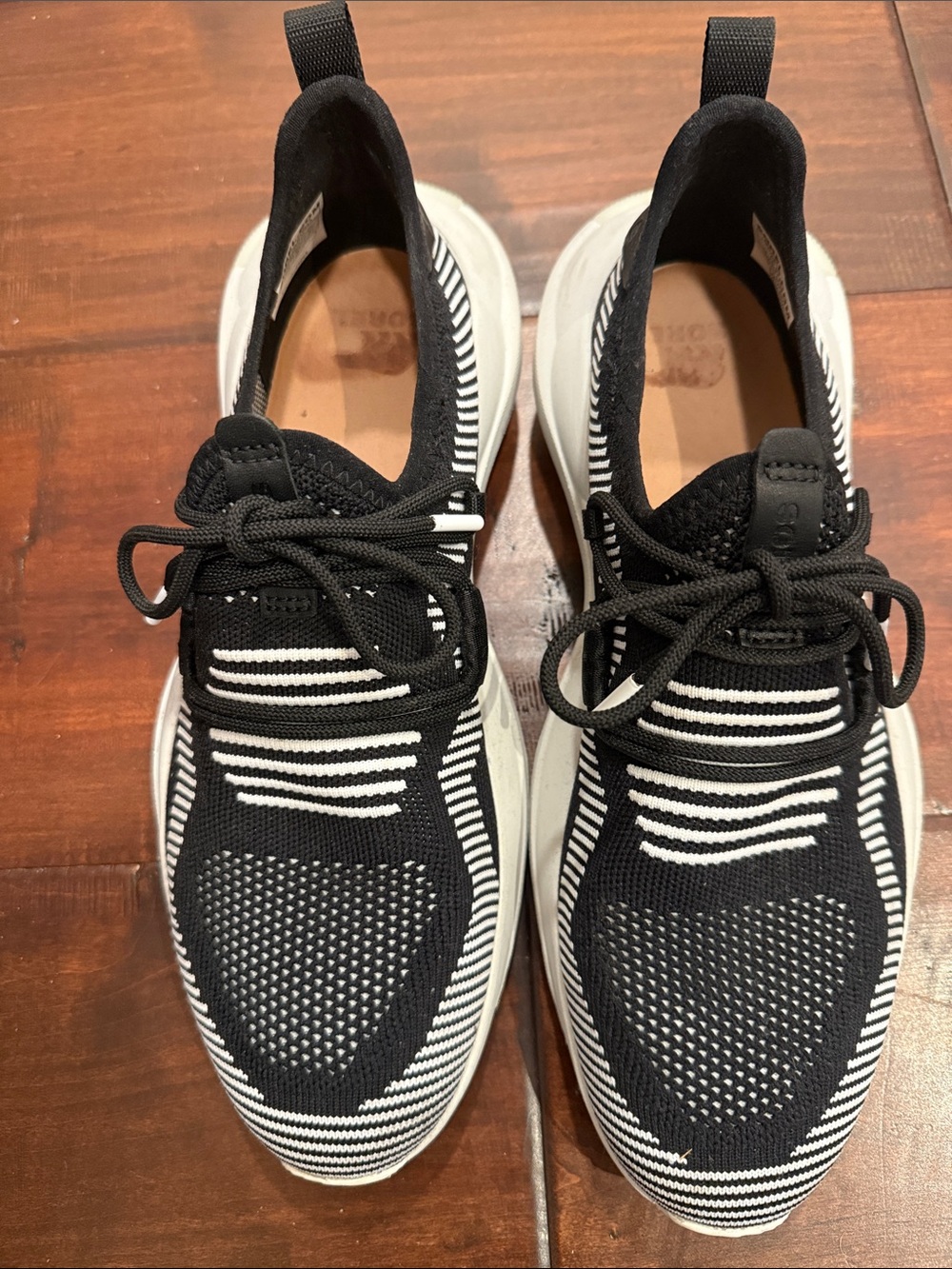 Sorel Women’s Black & White Knit Lace-Up Sneakers